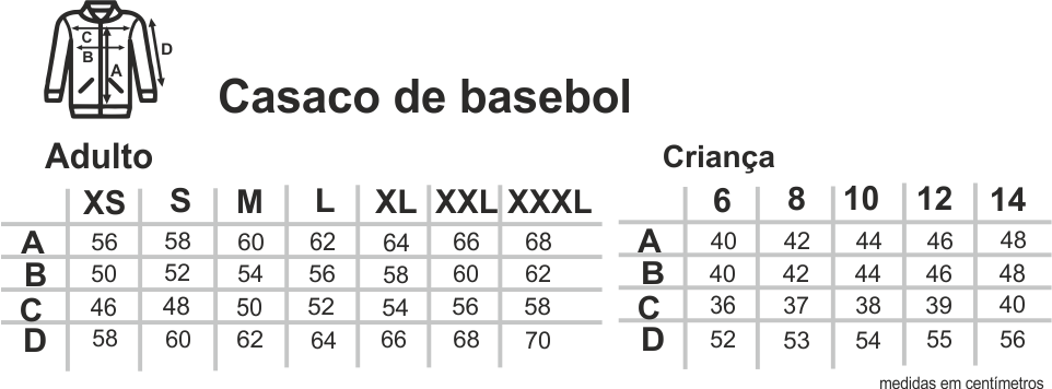 Guia de tamanhos
