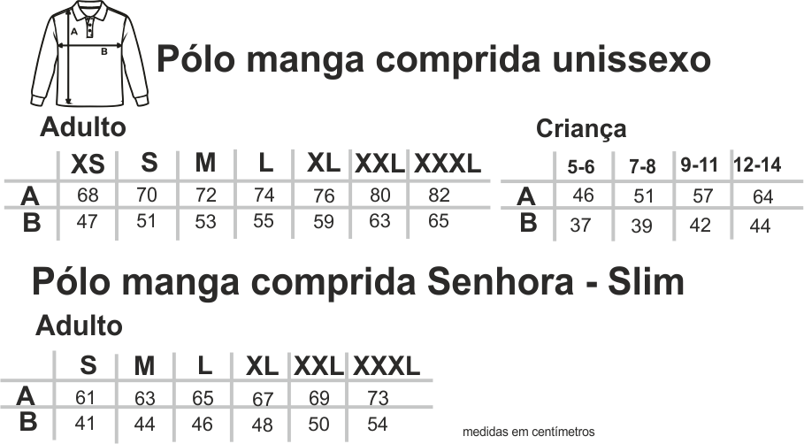 Guia de tamanhos